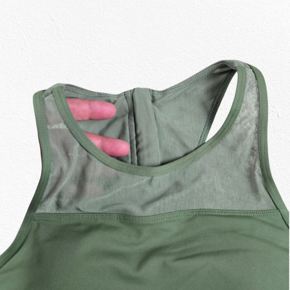 Zyia Active All-Star Sports Bra Sage Green Mesh Back Racerback Size Medium